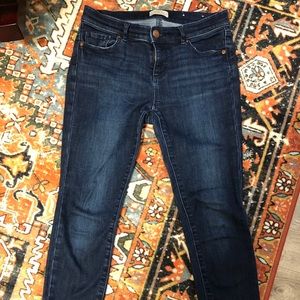 Loft petite frayed hem dark jeans